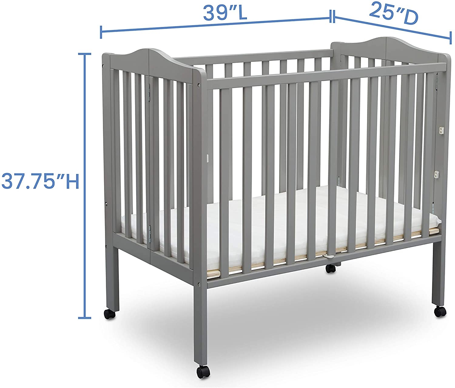 Mothercare | Delta Children Portable Folding Crib With Mattress Grey 5