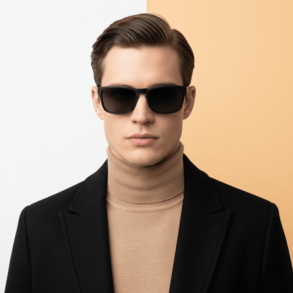 Black Rectangle Sunglasses for Men
