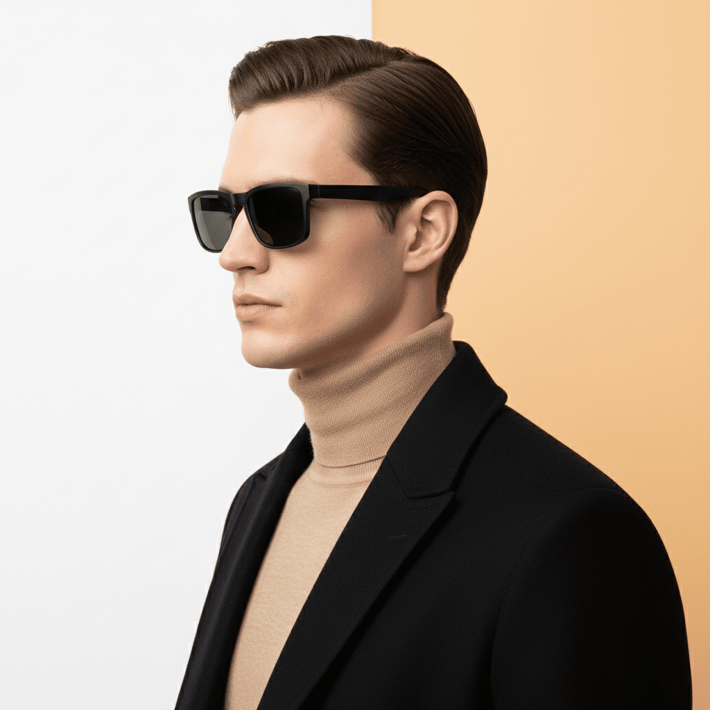 Black Rectangle Sunglasses for Men