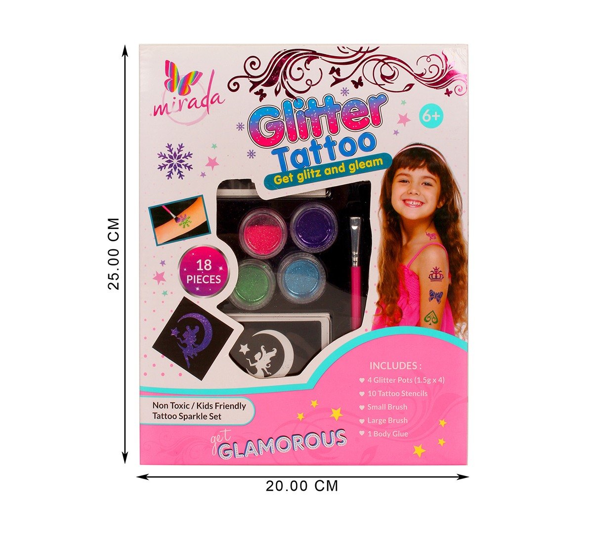 Mirada Glitter Tattoo-18 Pcs DIY Art & Craft Kits for Girls age 6Y+