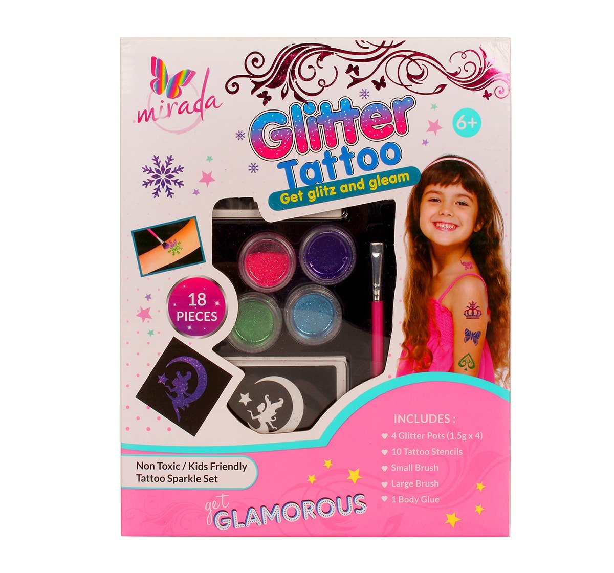 Mirada Glitter Tattoo-18 Pcs DIY Art & Craft Kits for Girls age 6Y+