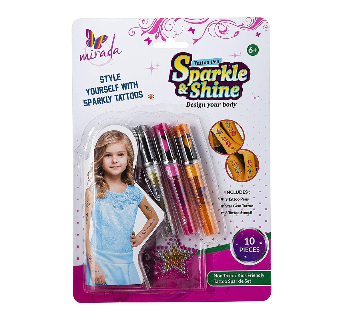 Mirada | Mirada : Tattoo Pens –  Sparkle and Shine  DIY Art & Craft Kits for Kids age 3Y+  0