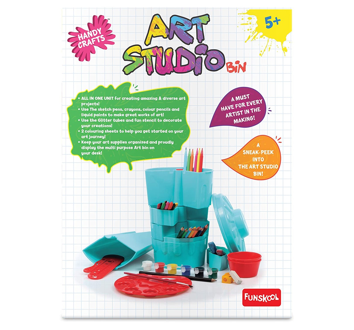 Funskool | Funskool Art Studio Bin-Blue DIY Art & Craft Kits for Kids age 5Y+ (Blue) 1