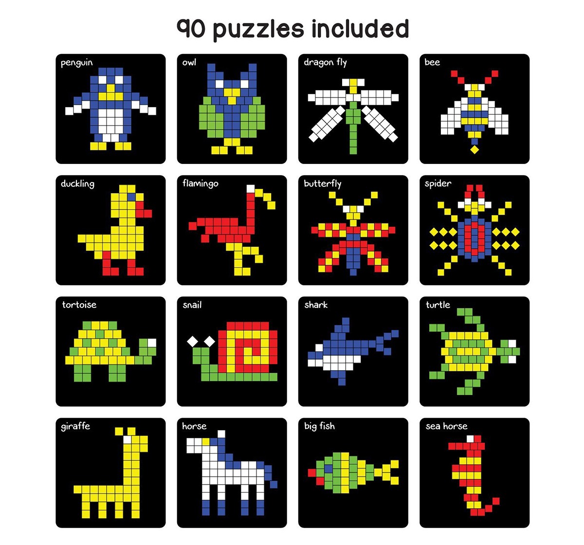 Play Panda Magnetic Puzzles : Squares With 250 Colorful Magnets, 100 Puzzle Book, Magnetic Board And Display Stand Puzzles for Kids Age 5Y+