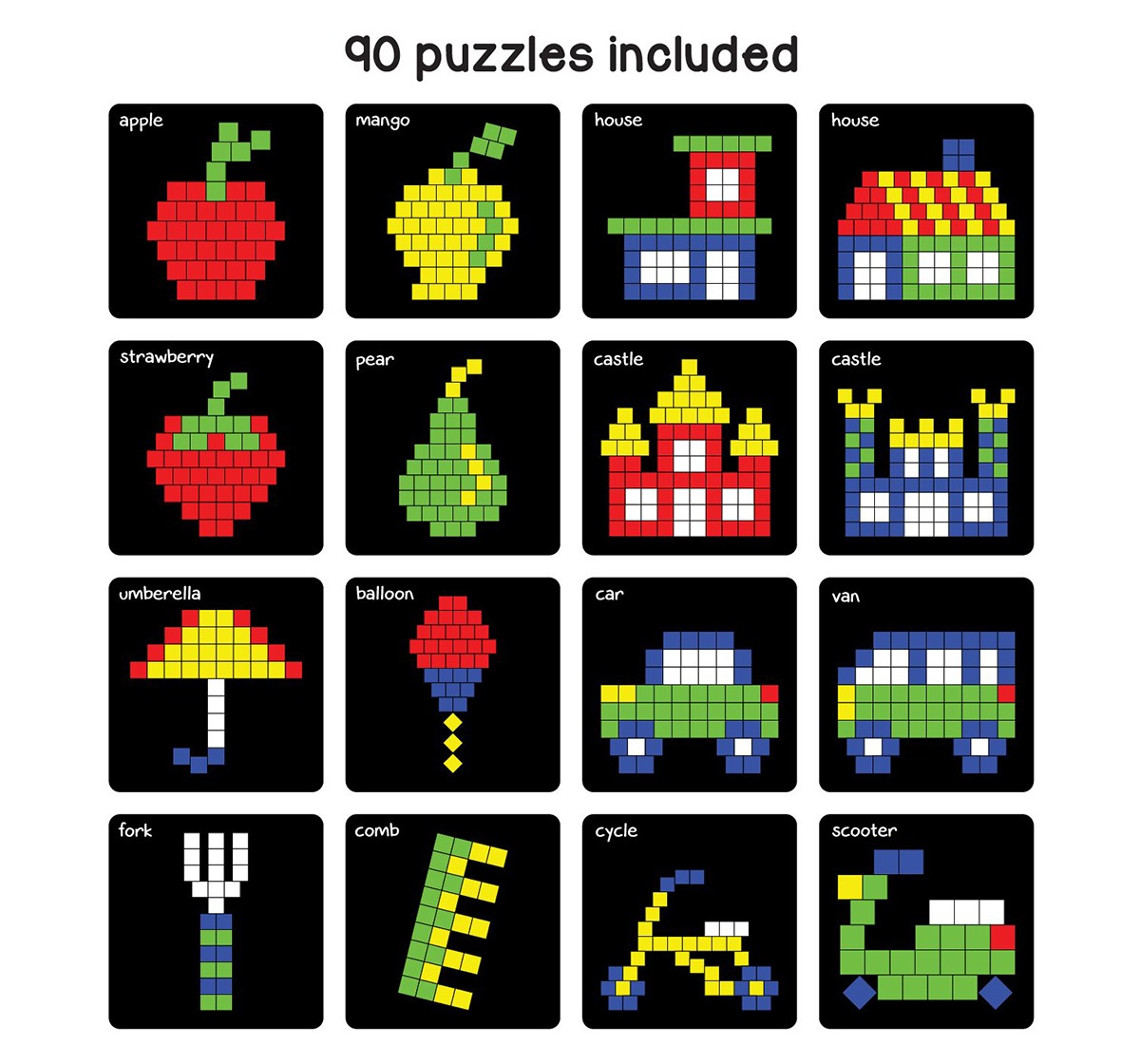 Play Panda Magnetic Puzzles : Squares With 250 Colorful Magnets, 100 Puzzle Book, Magnetic Board And Display Stand Puzzles for Kids Age 5Y+