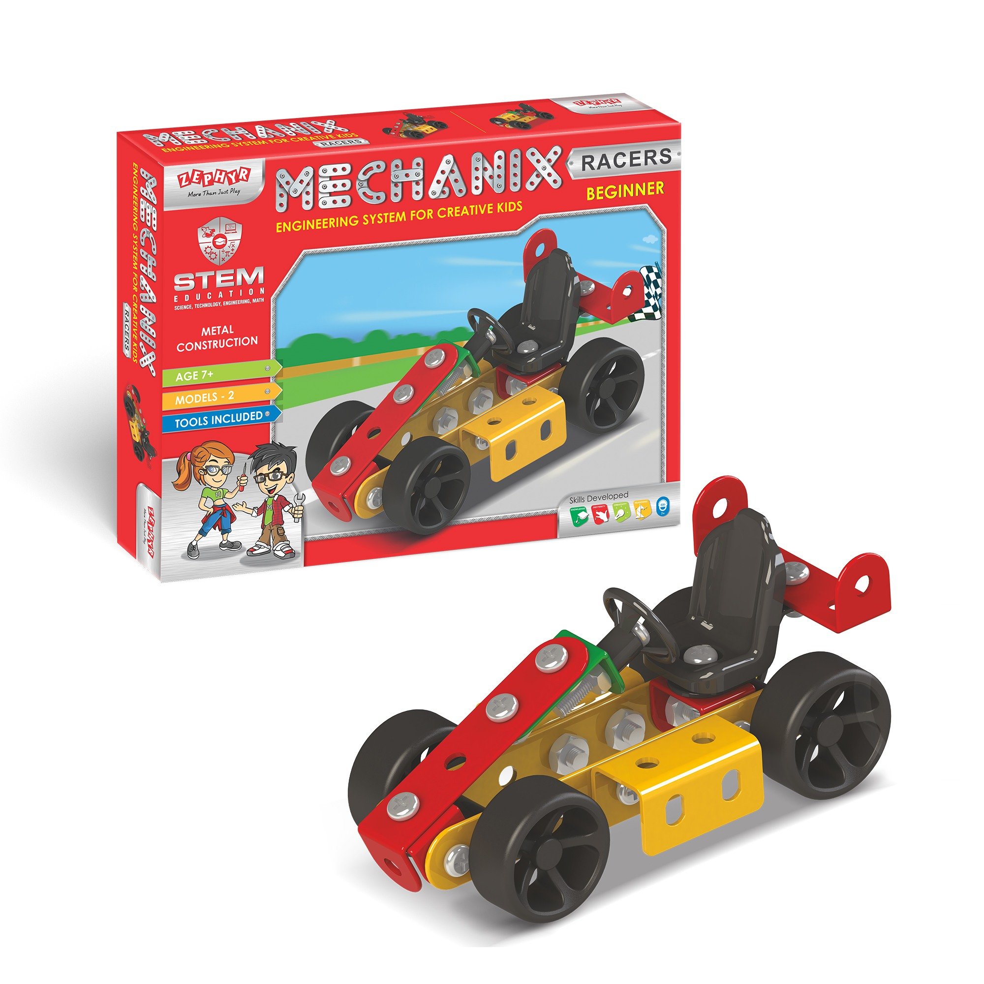 MECHANIX BEGINNER Racers, DIY and Education Toy, Construction Set, For Boys & Girls, Multicolour, 7Y+