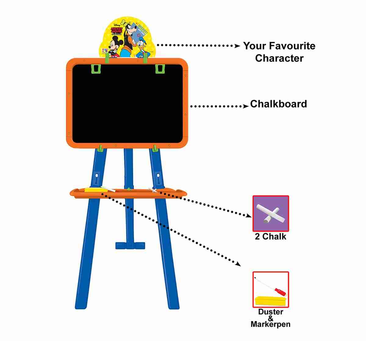 I Toys Mickey Mouse 5 In 1 Easel Board Activity Table & Boards for Kids age 5Y+