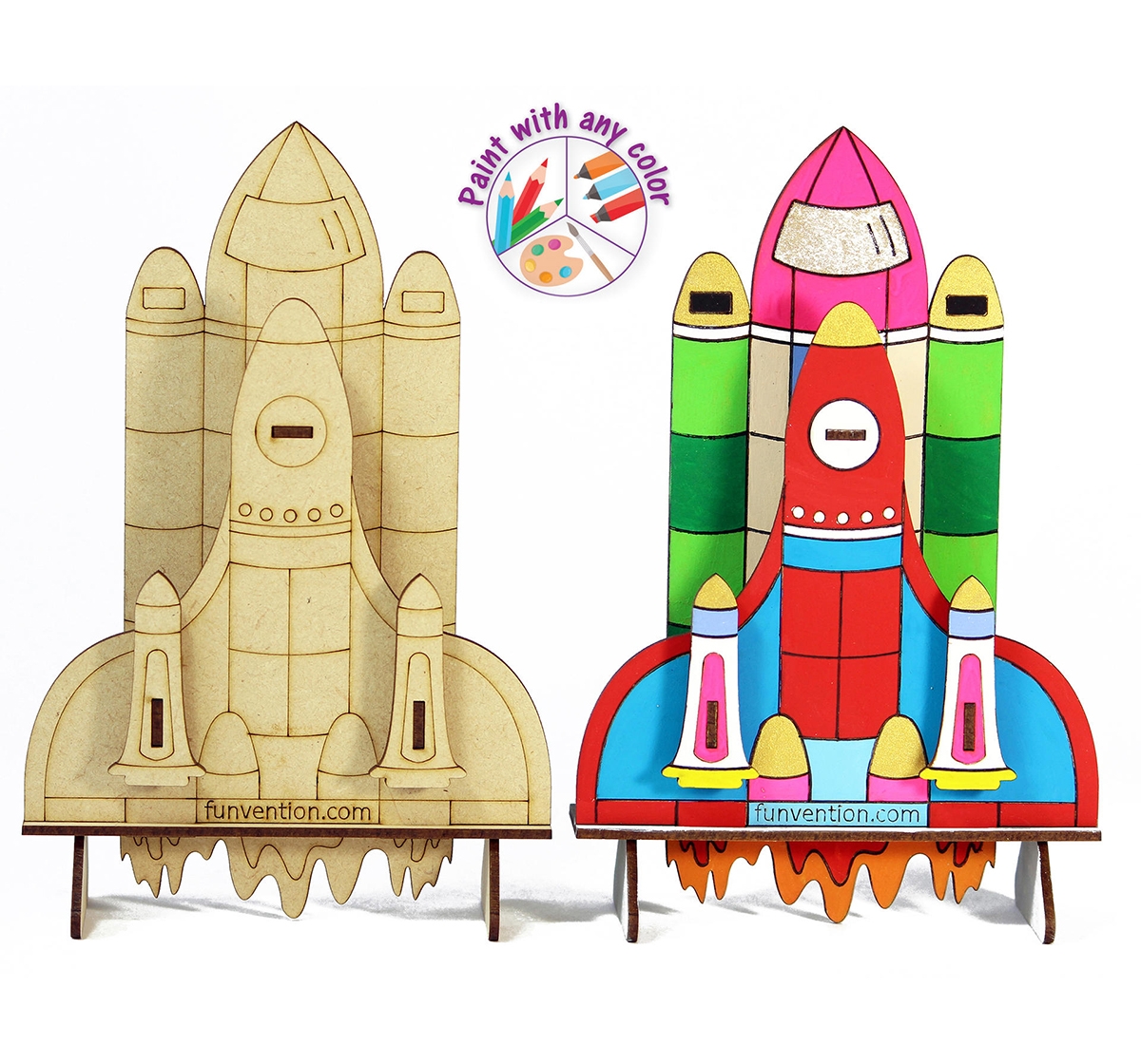 Funvention | Funvention 3D Coloring Model - Space Shuttle Stem for Kids Age 4Y+ 1