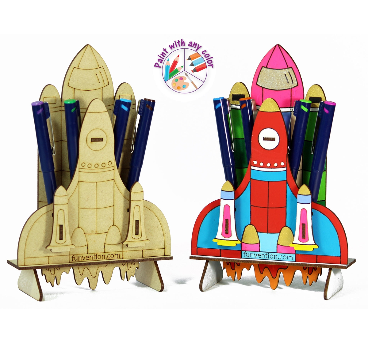 Funvention | Funvention 3D Coloring Model - Space Shuttle Stem for Kids Age 4Y+ 2