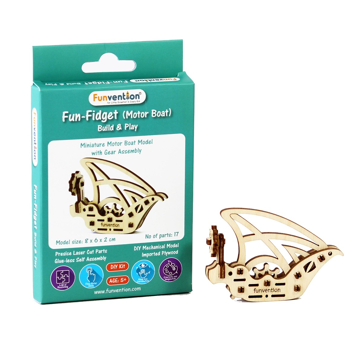 Funvention | Funvention Fun Fidgets - Ships - Motor Boat Model Stem for Kids Age 5Y+ 1