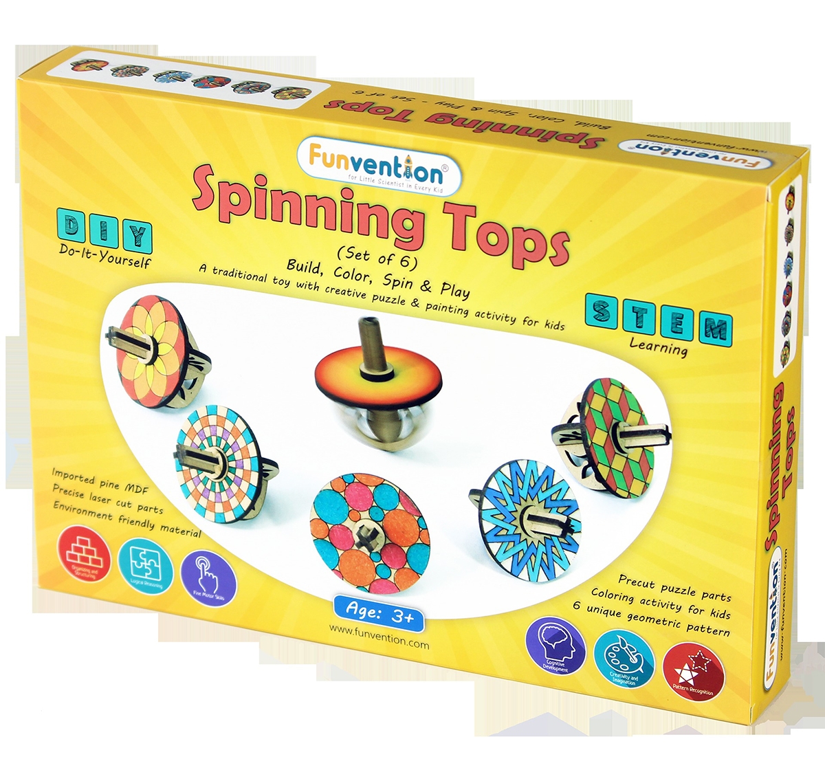 Funvention | Funvention Spinning Tops - Set Of 6 Diy Spin Top Science Kits for Kids Age 3Y+ 0