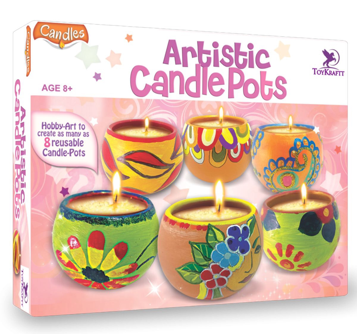 Toy Kraft | Toy Kraft Artistic Candle Pots, Multicolor, 8Y+ 0