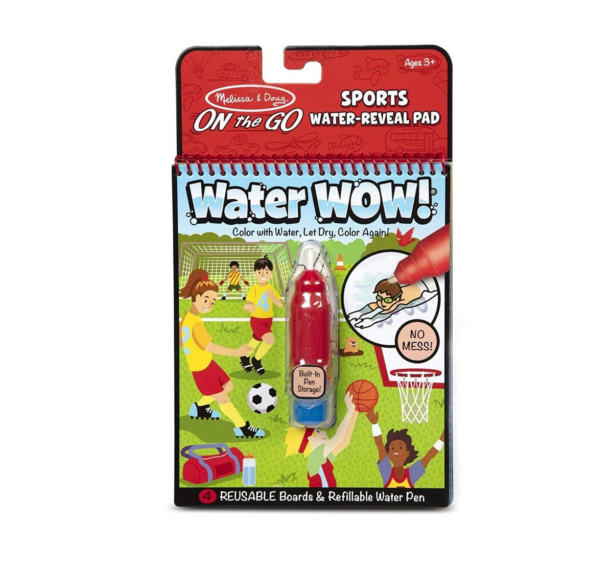 Melissa And Doug on The Go Water Wow! Sports Activity Pad (Reusable Reveal Coloring Book, Refillable Pen) DIY Art & Craft Kits for Kids age 3Y+