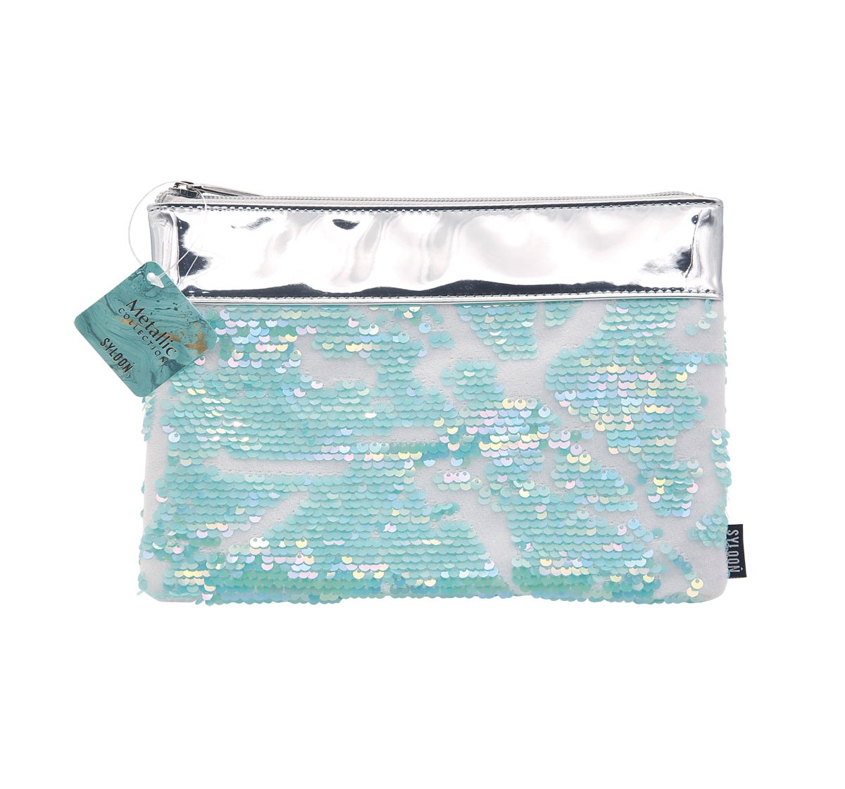 Syloon Metallic - Silver Blue Sequin Pencil Pouch   Pencil Pouches & Boxes for Kids age 5Y+
