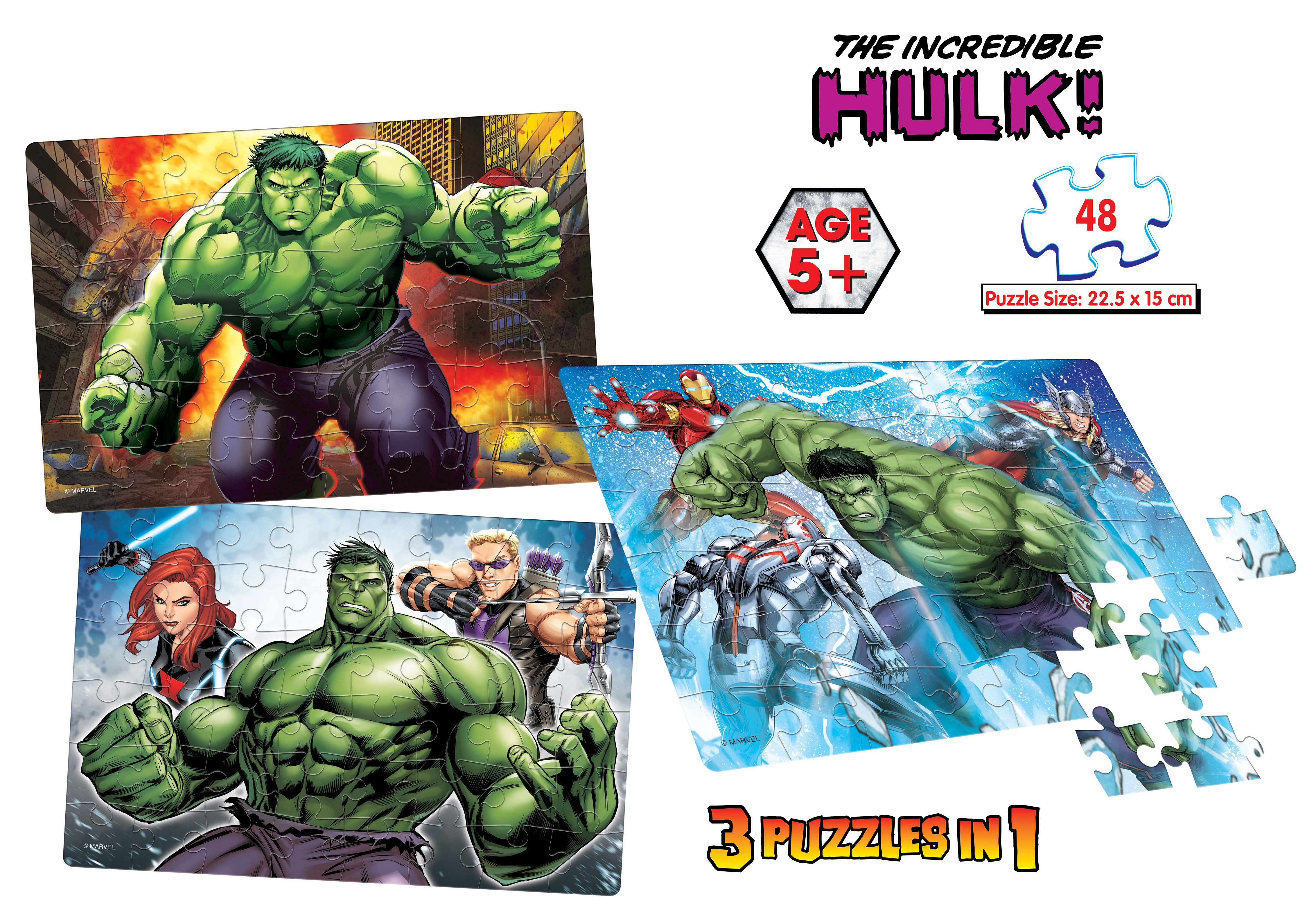 Frank Avengers The Incredible Hulk! 3 In 1 Puzzle Puzzles for Kids Age 5Y+
