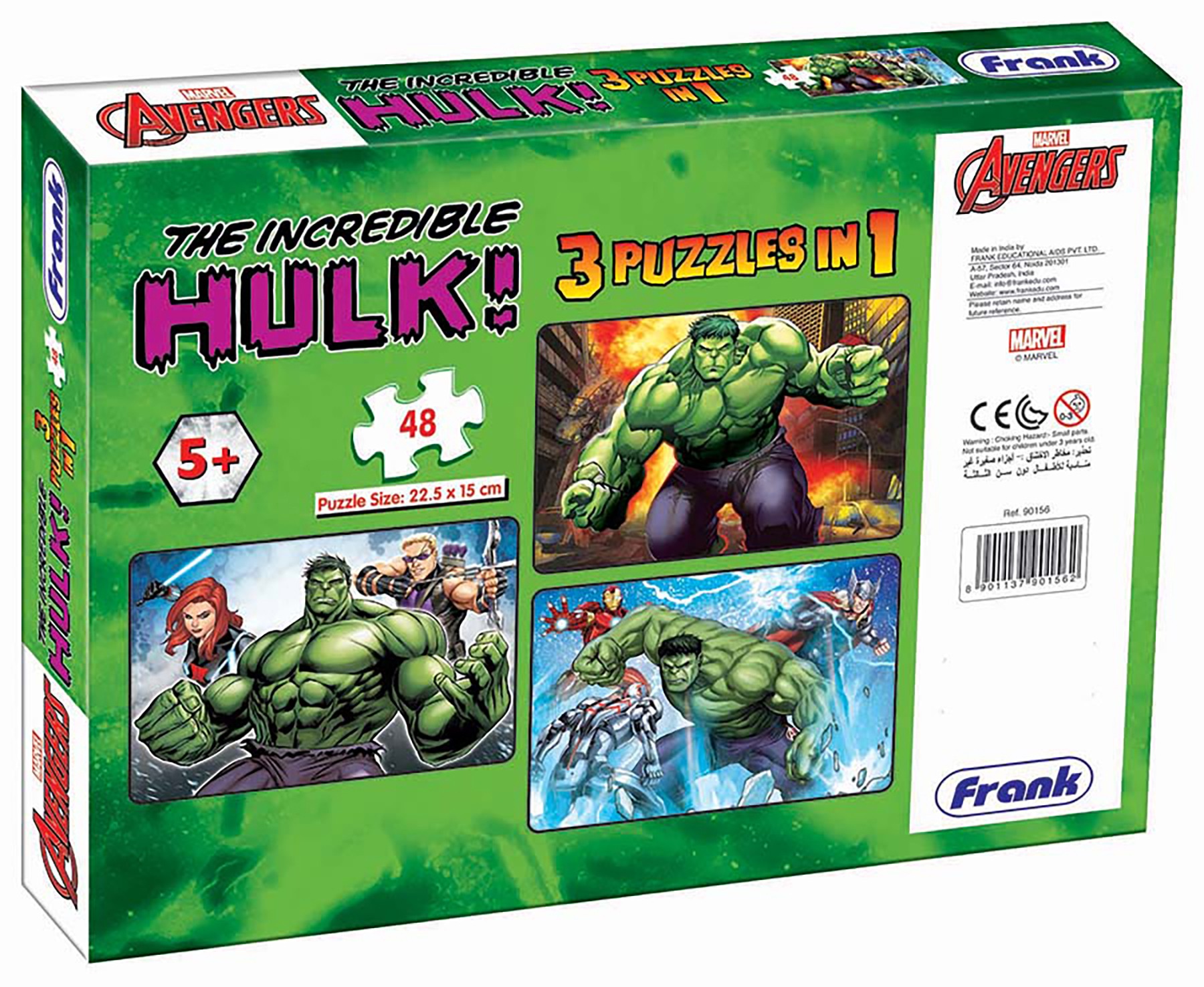 Frank Avengers The Incredible Hulk! 3 In 1 Puzzle Puzzles for Kids Age 5Y+