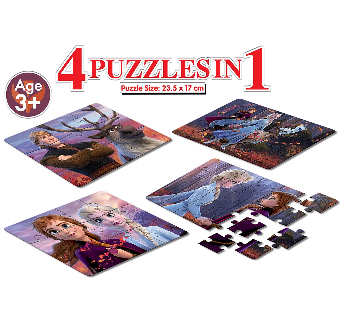 Frank Frozen II - 4  In 1 Puzzles for Girls age 3Y+
