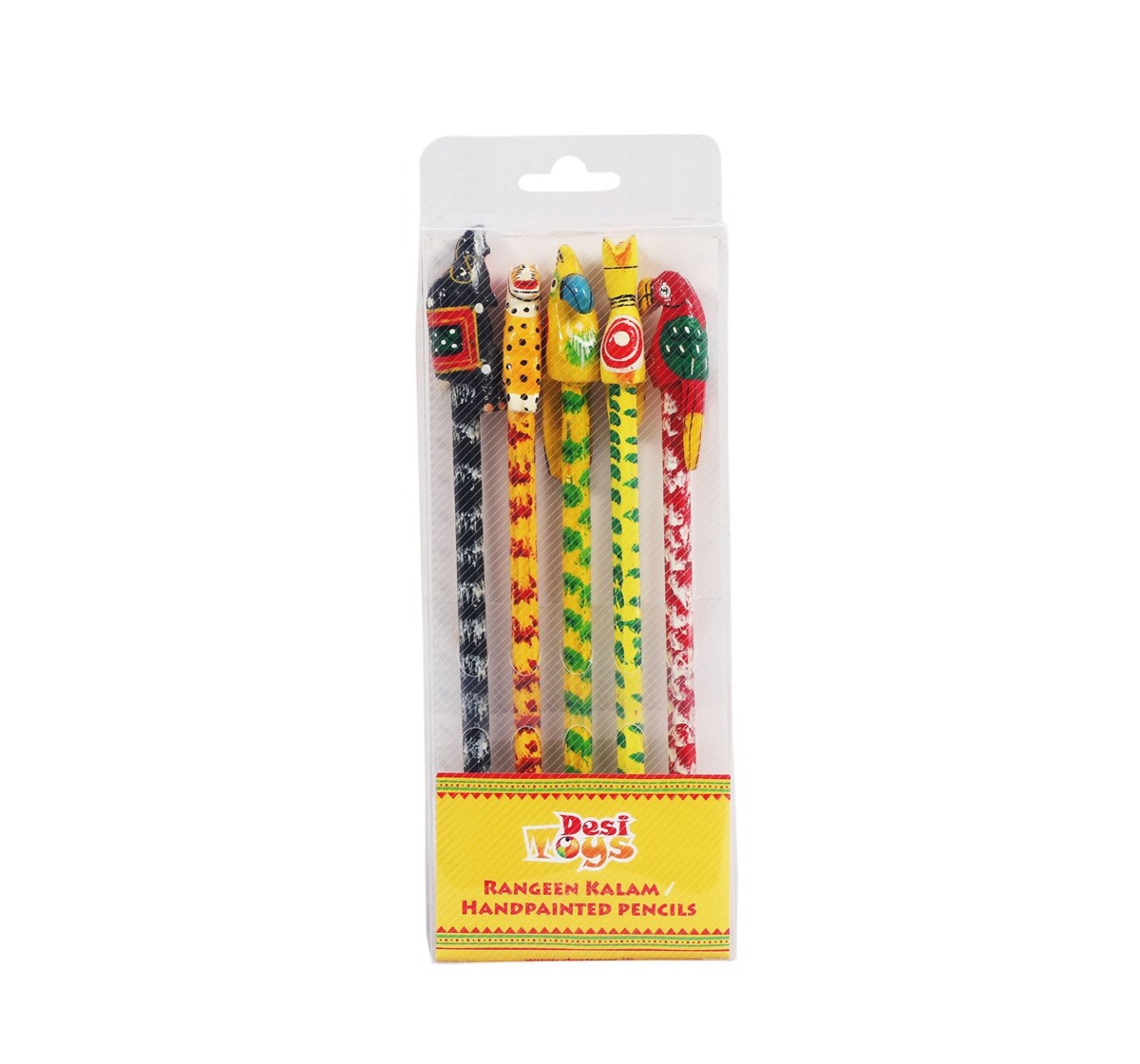 Desi Toys Handpainted Pencil Pack of 5 School Stationery for Kids age 5Y+
