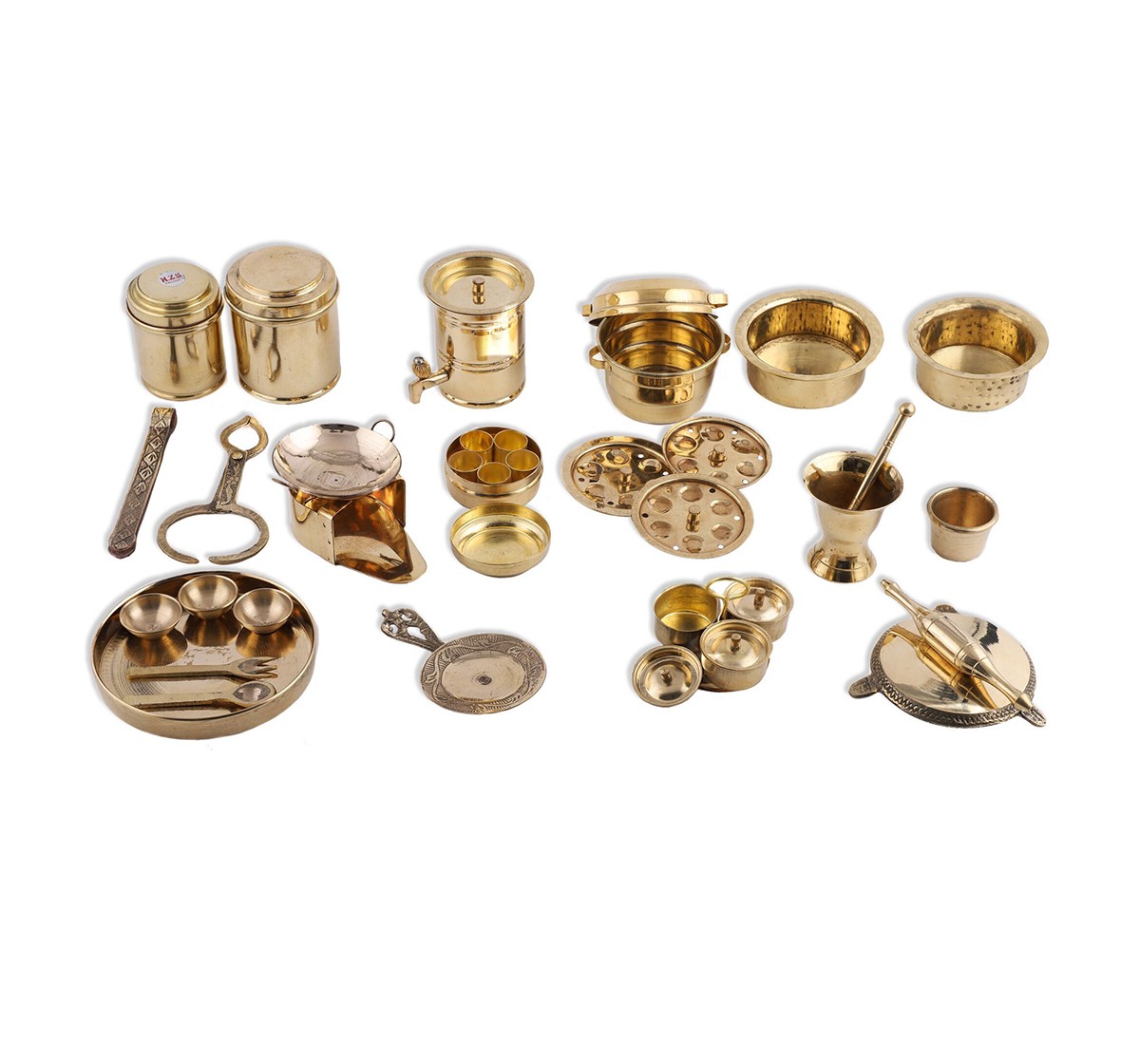 Desi Toys Premium Brass Roleplay Kitchen Set for Kids age 5Y+ (Golden)