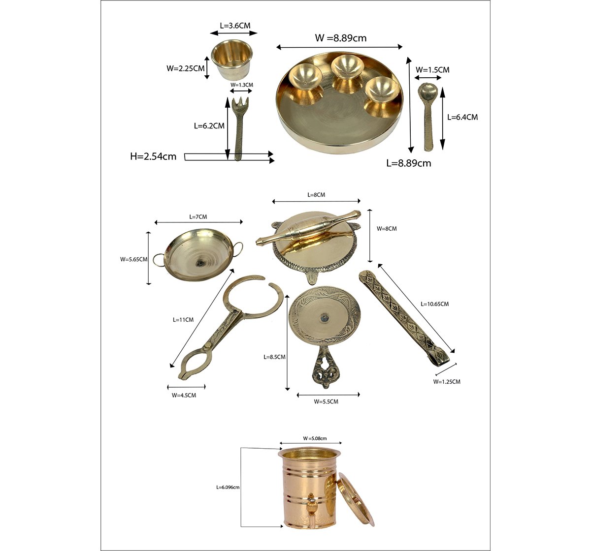 Desi Toys Premium Brass Roleplay Kitchen Set for Kids age 5Y+ (Golden)