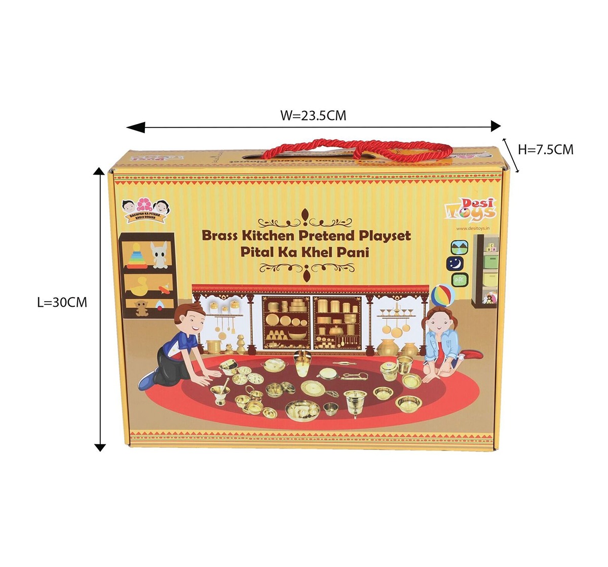 Desi Toys Premium Brass Roleplay Kitchen Set for Kids age 5Y+ (Golden)
