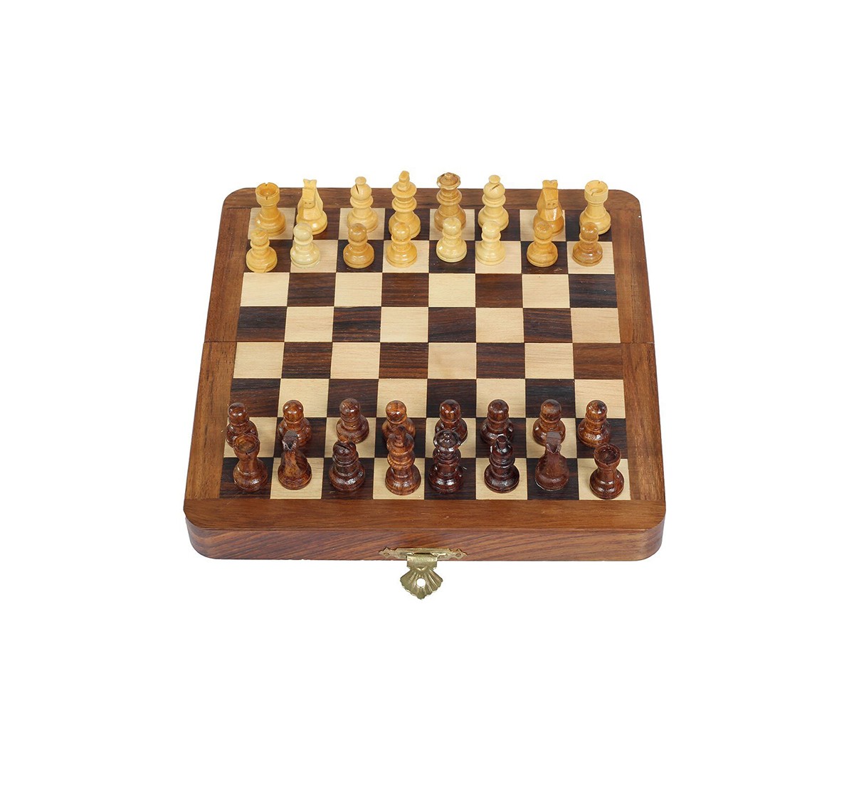 Desi Toys Magnetic Folding Chess Set 7", Chumbak Shatranj Board Game for Kids age 5Y+ (Brown)