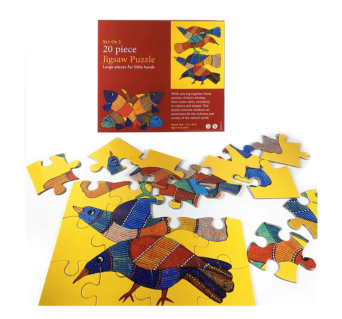 Froggmag | Frogg Bird & Fish Puzzle 20Pc Puzzles for Kids age 5Y+ (Yellow) 1