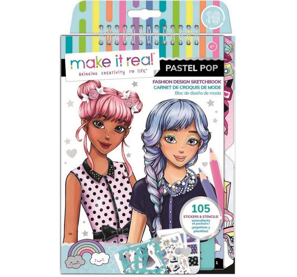 Make It Real Sketchbook Pastel Pop School Stationary for Girls age 8Y+
