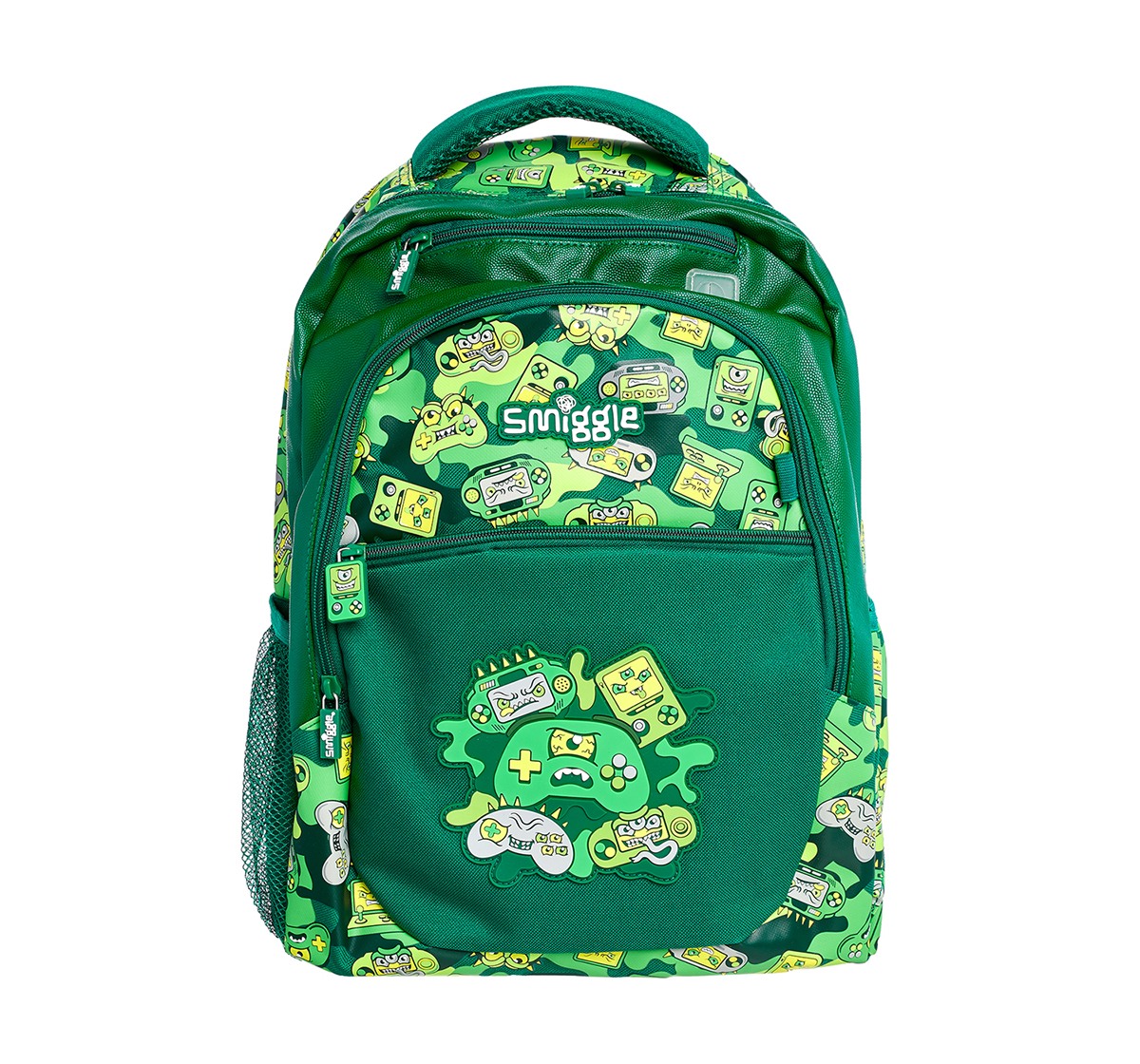 Smiggle Far Away Backpack - Gaming Print Bags for Kids age 3Y+ (Green)