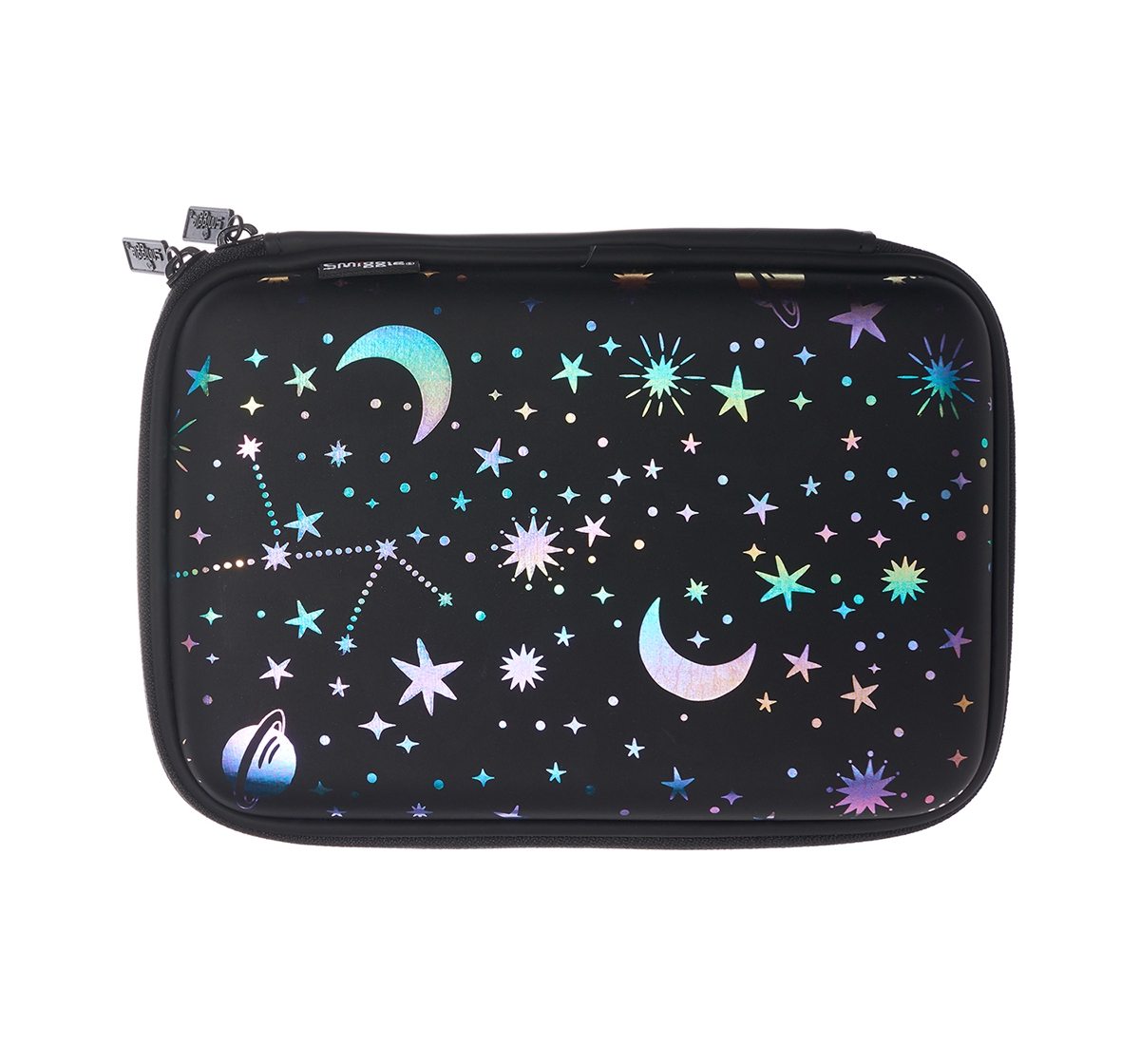 Smiggle | Smiggle Lunar Hardtop Pencil Case with Hidden Mirror - Space Print Bags for Kids age 3Y+ (Black) 1