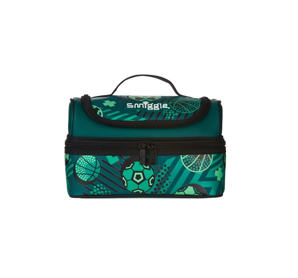 Smiggle | Smiggle Flow Double Decker Lunchbox - Football Print Bags for Kids age 3Y+ (Green) 1