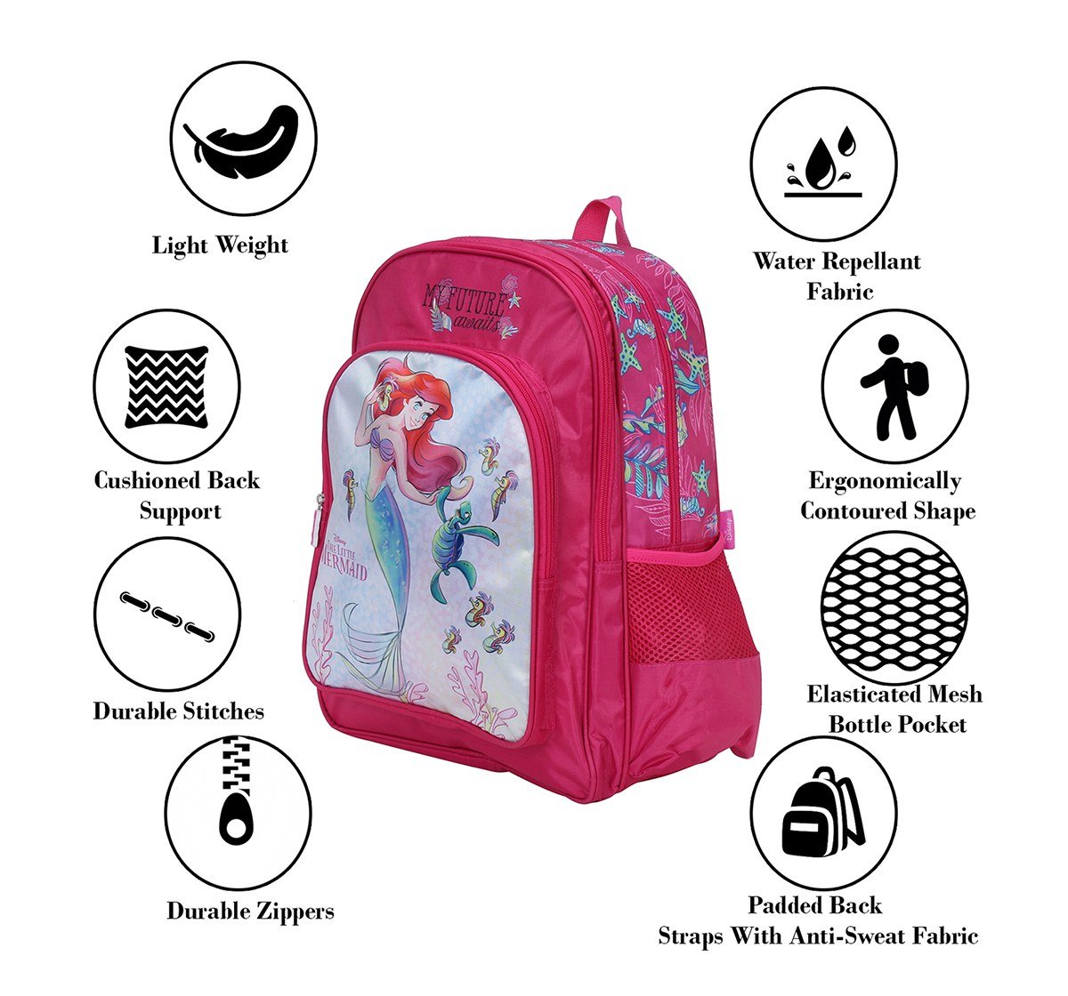 Disney Princess Sea Life 14" Backpack Bags for Girls age 3Y+