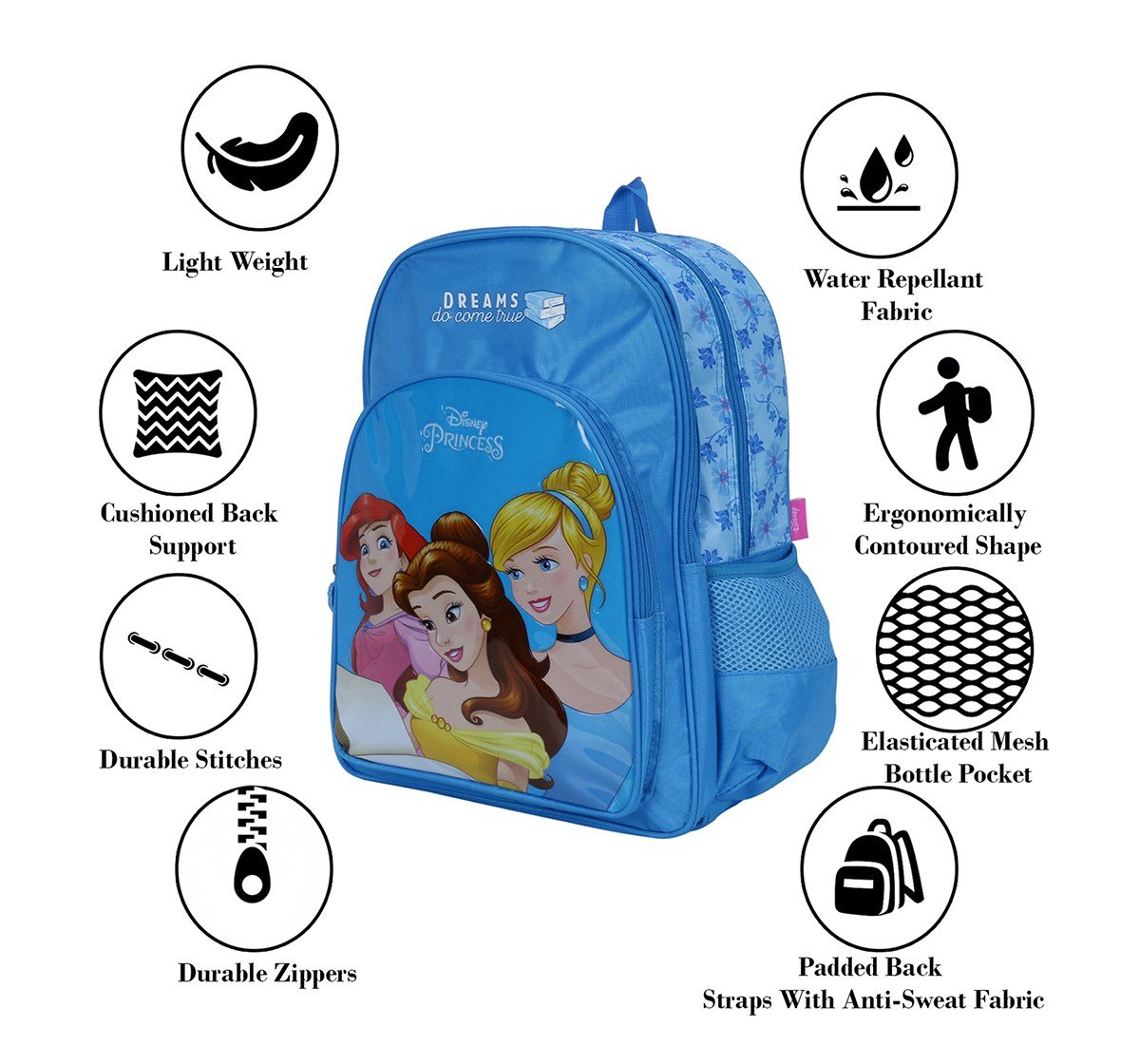 Disney Princess Reading Skills 14" Backpack Bags for Girls age 3Y+
