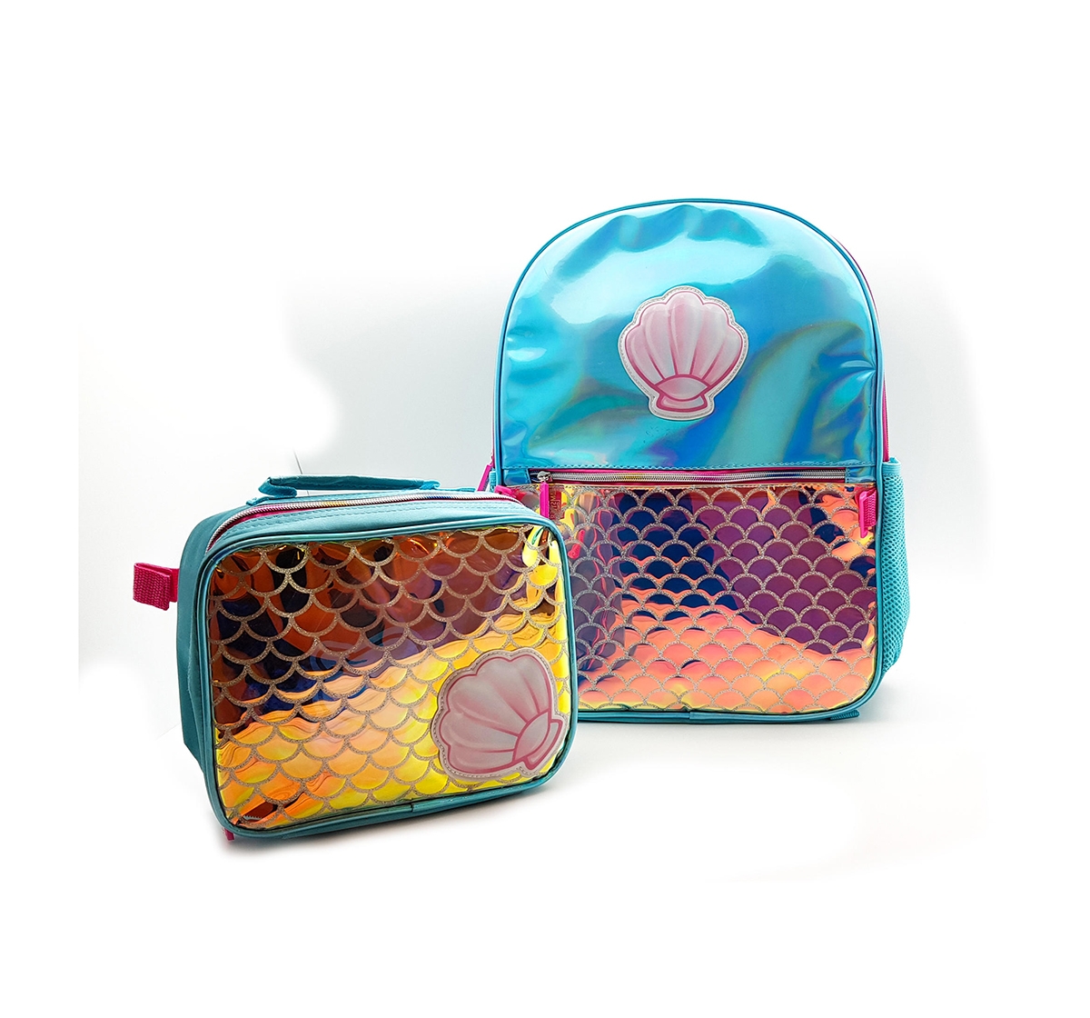 Hamster London | Hamster London Shiny Shell Backpack with Tiffin Bag for Girls age 3Y+ (Blue) 5
