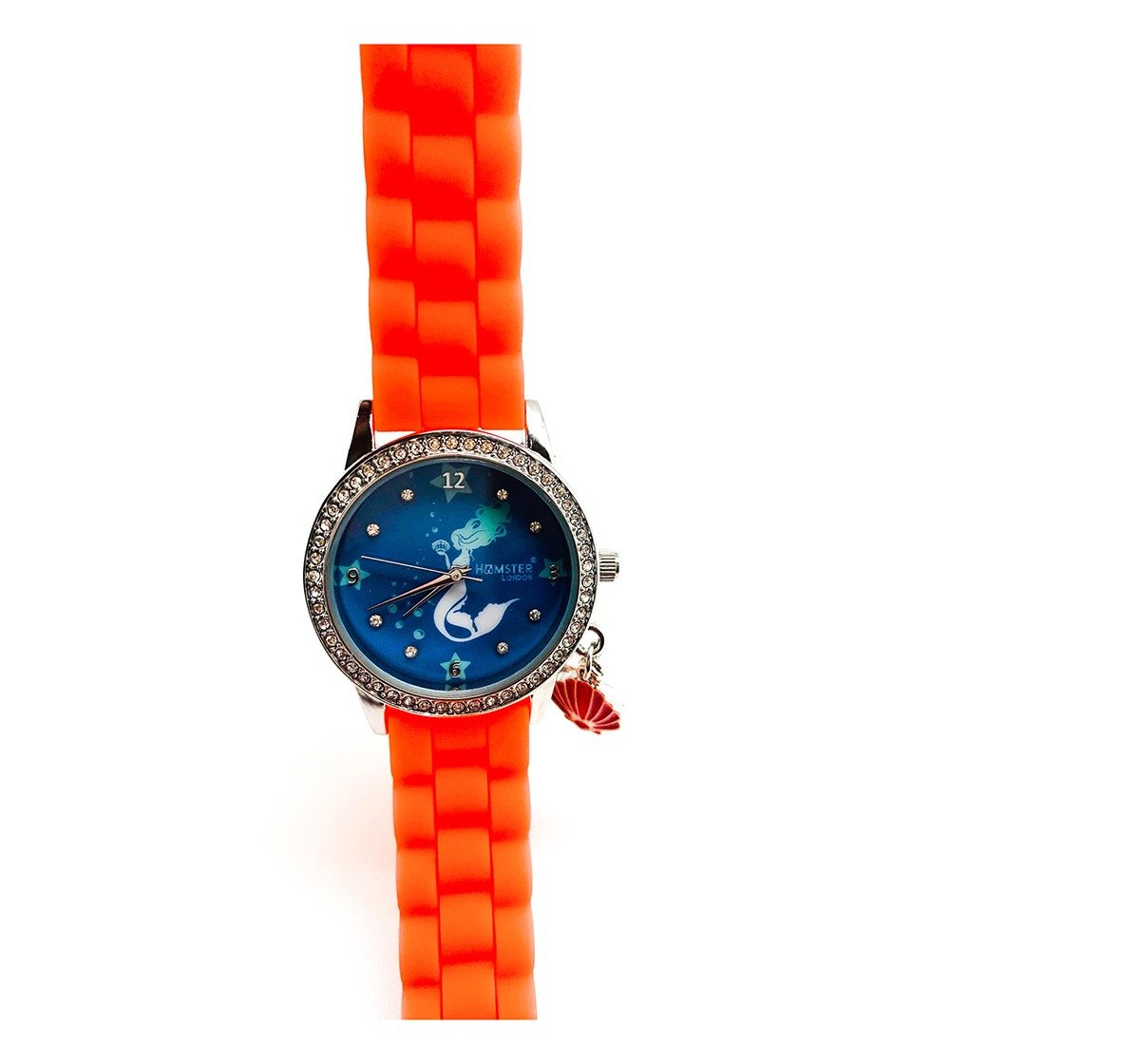 Hamster London Diamond Studded Mermaid Watch for Kids age 3Y+ (Orange)