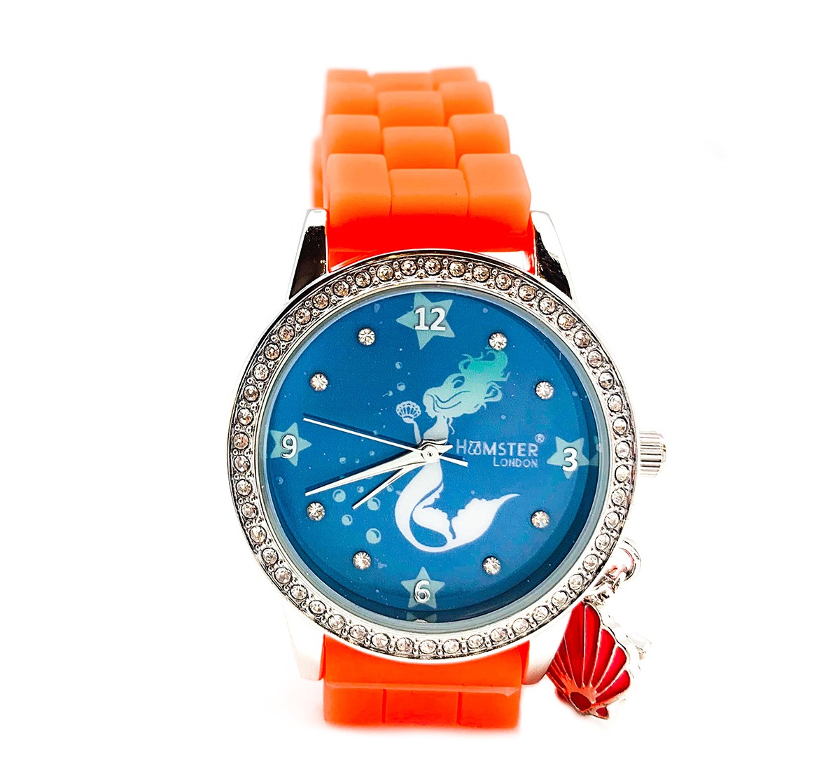 Hamster London Diamond Studded Mermaid Watch for Kids age 3Y Orange