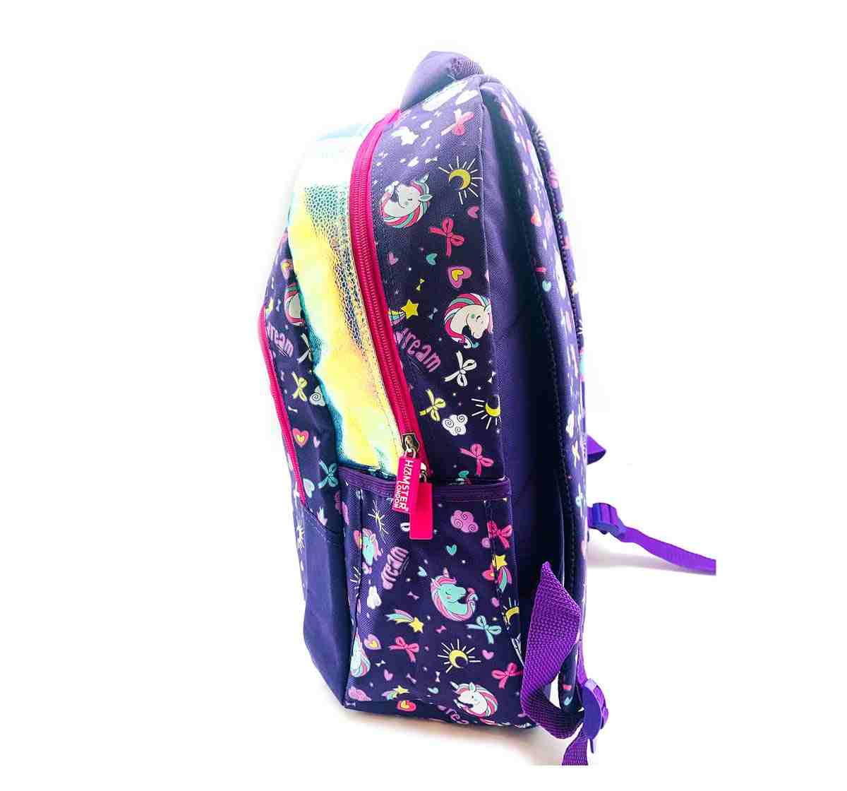 Hamster London Straight Fire Backpack Big Unicorn Bags for Kids Age 3Y+ (Purple)