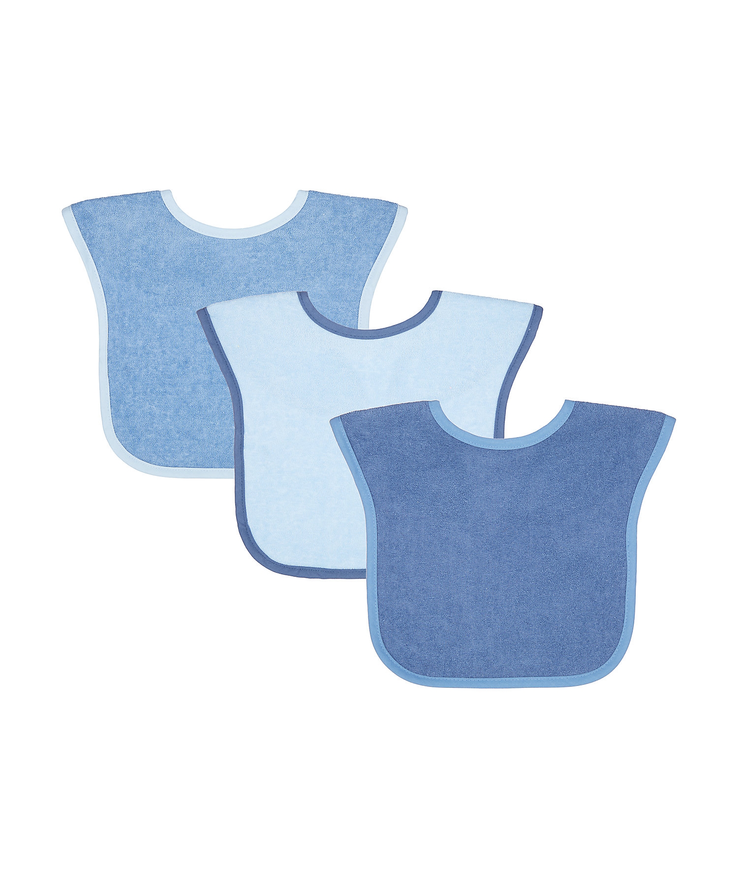 Mothercare | Mothercare Toddler Towelling 3 pack Bibs Blue 0