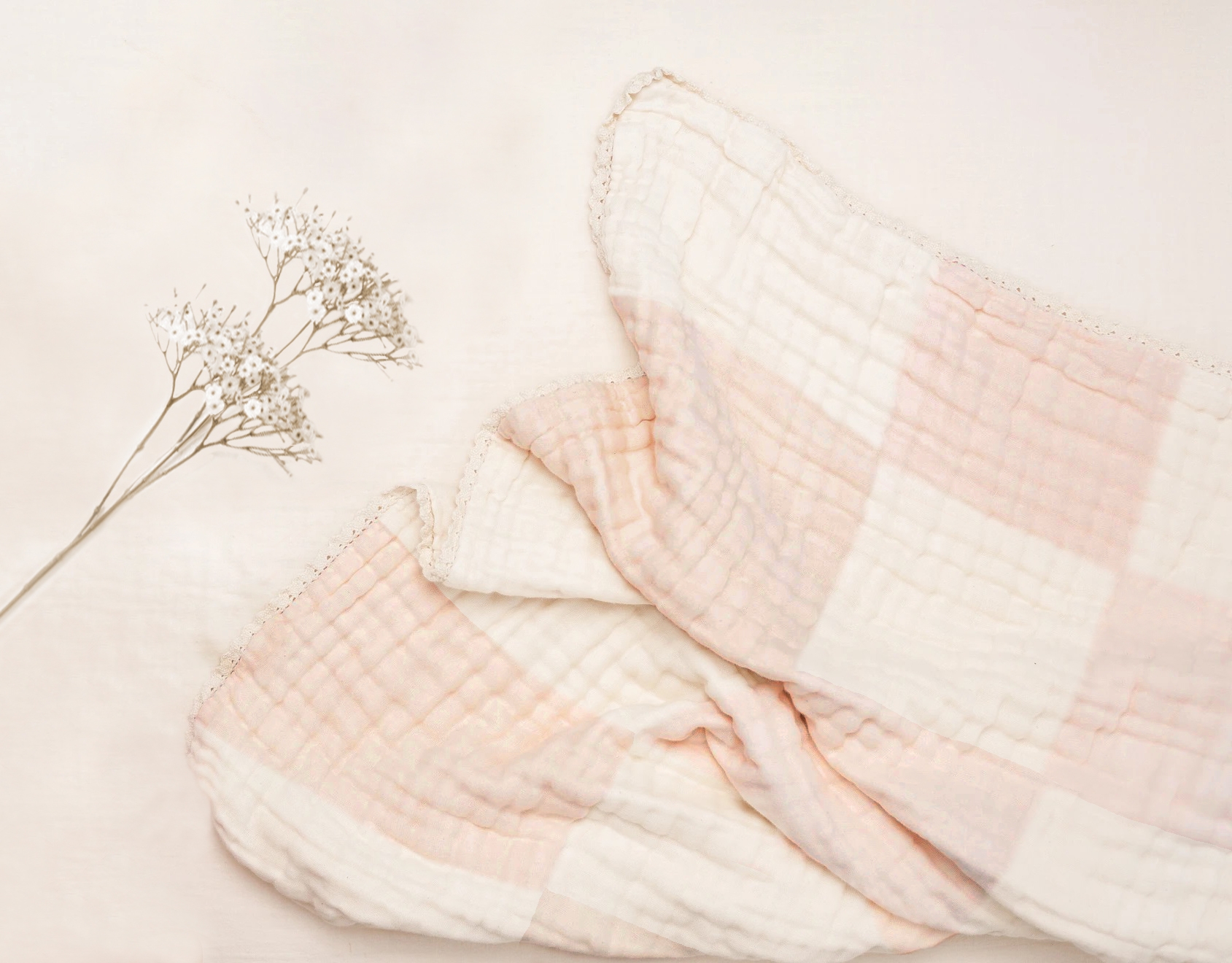Mothercare | Abracadabra Organic 4 Layer Patchwork Muslin Blanket - Pink 1
