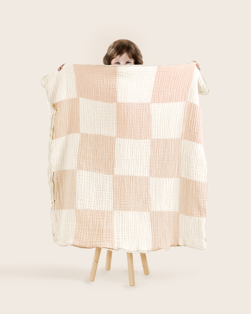 Mothercare | Abracadabra Organic 4 Layer Patchwork Muslin Blanket - Pink 4