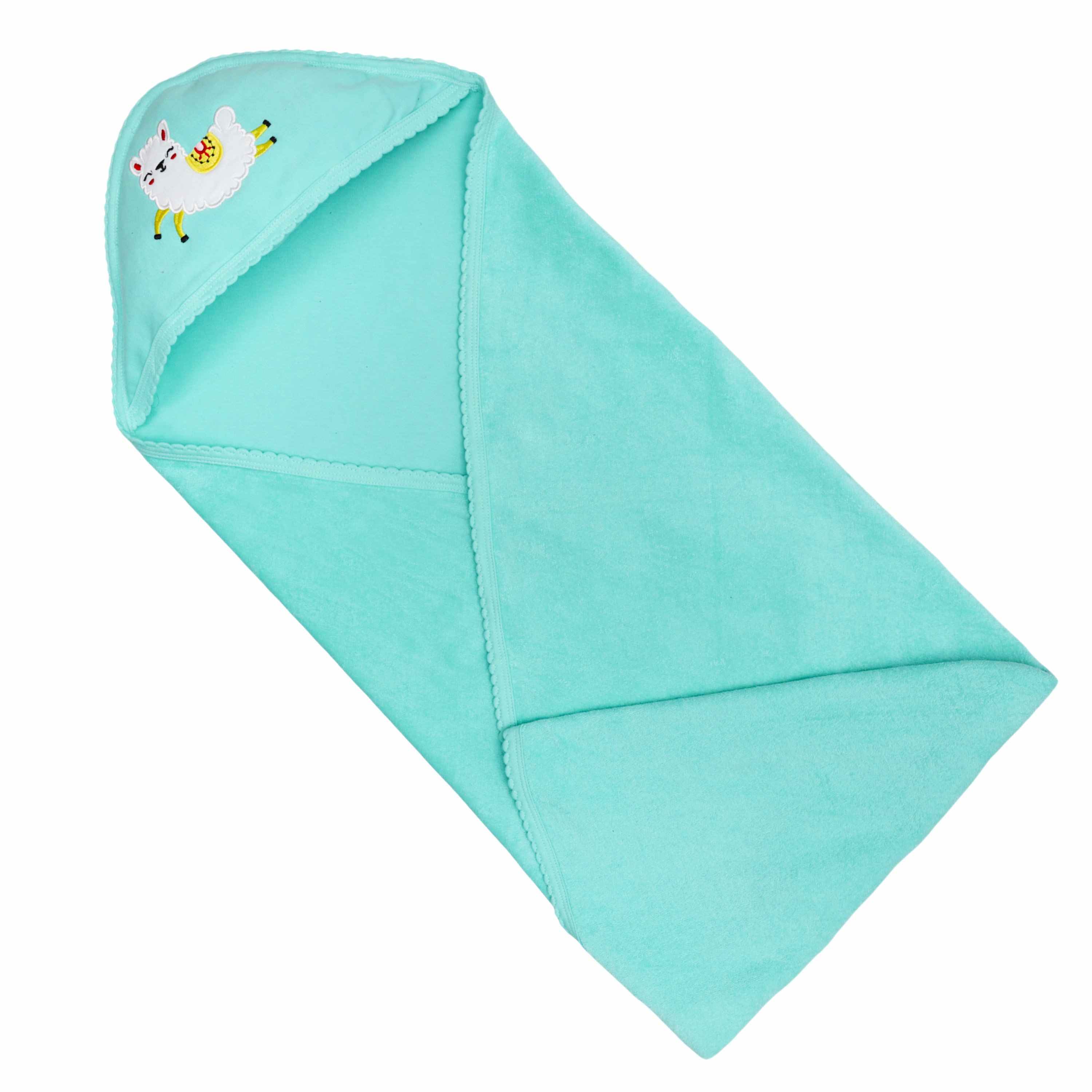 The Mom Store Llama Hoodie Towel Green
