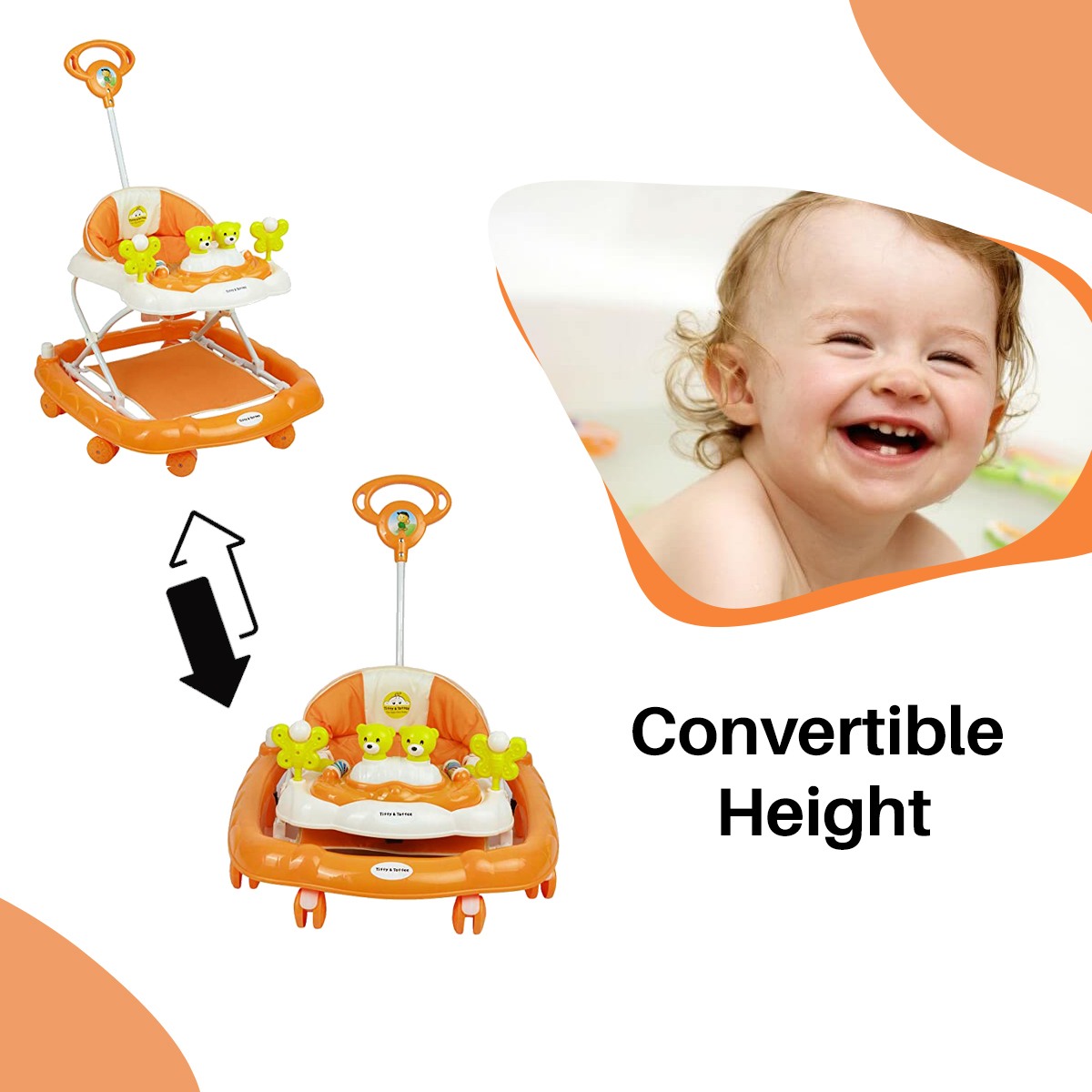 Tiffy & Toffee Early Learning Baby Walker Orange