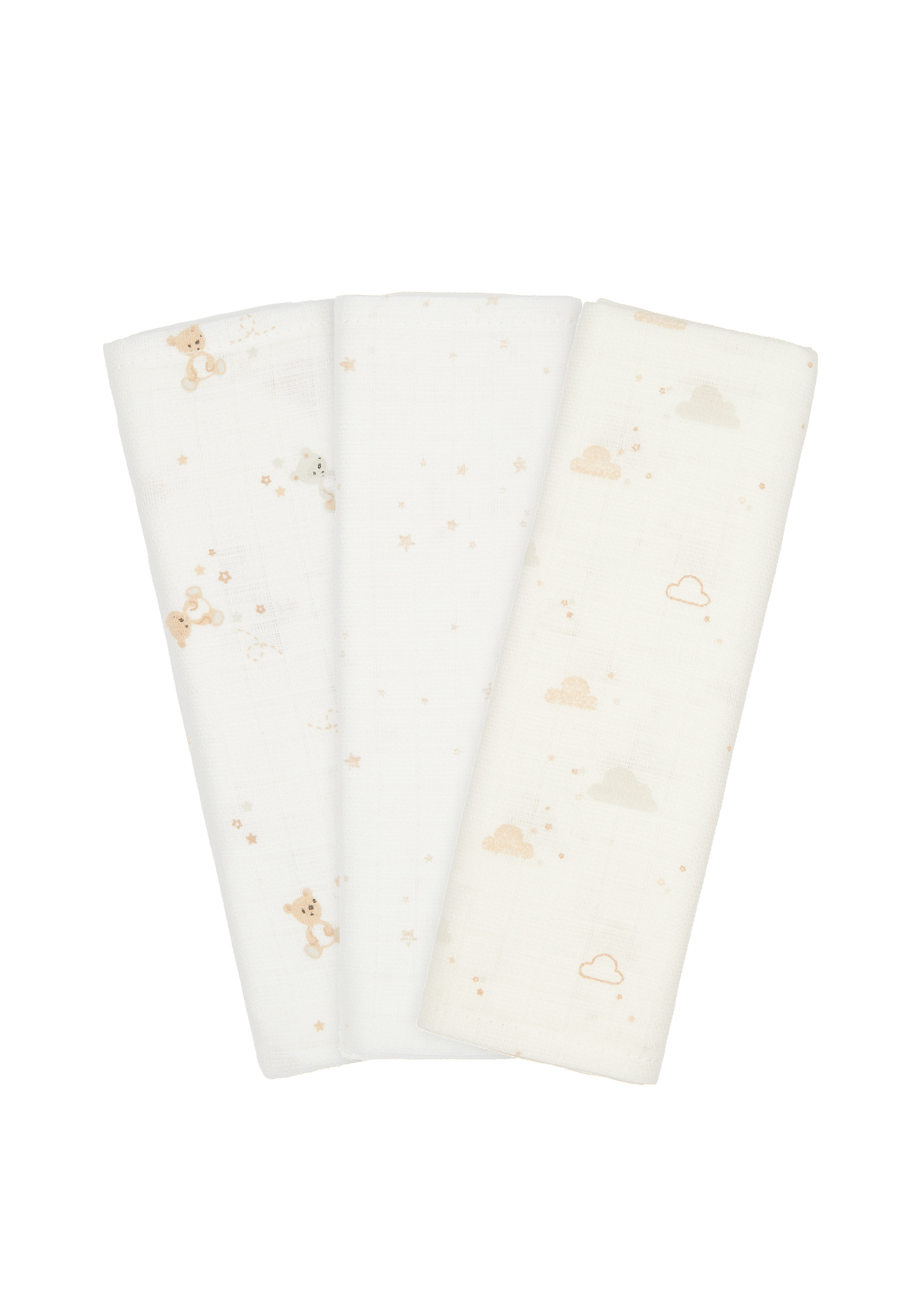 Mothercare | Mothercare Little & Loved Pack of 3 Muslins Cream 0