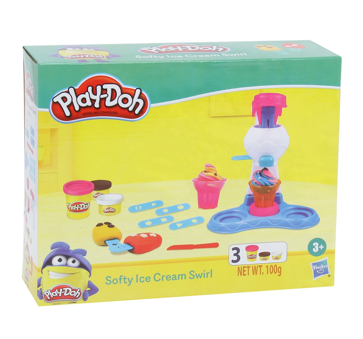 Play-Doh | Play Doh Softy Ice Cream Swirl Playset for Kids 3Y+, Multicolour 4