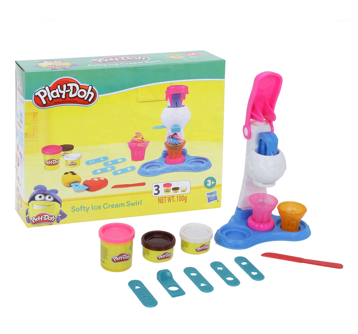 Play-Doh | Play Doh Softy Ice Cream Swirl Playset for Kids 3Y+, Multicolour 0