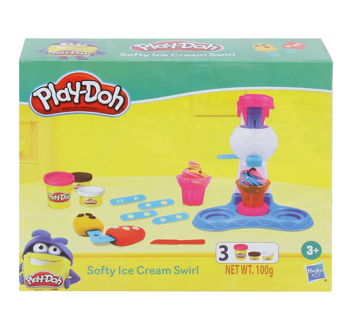 Play-Doh | Play Doh Softy Ice Cream Swirl Playset for Kids 3Y+, Multicolour 3