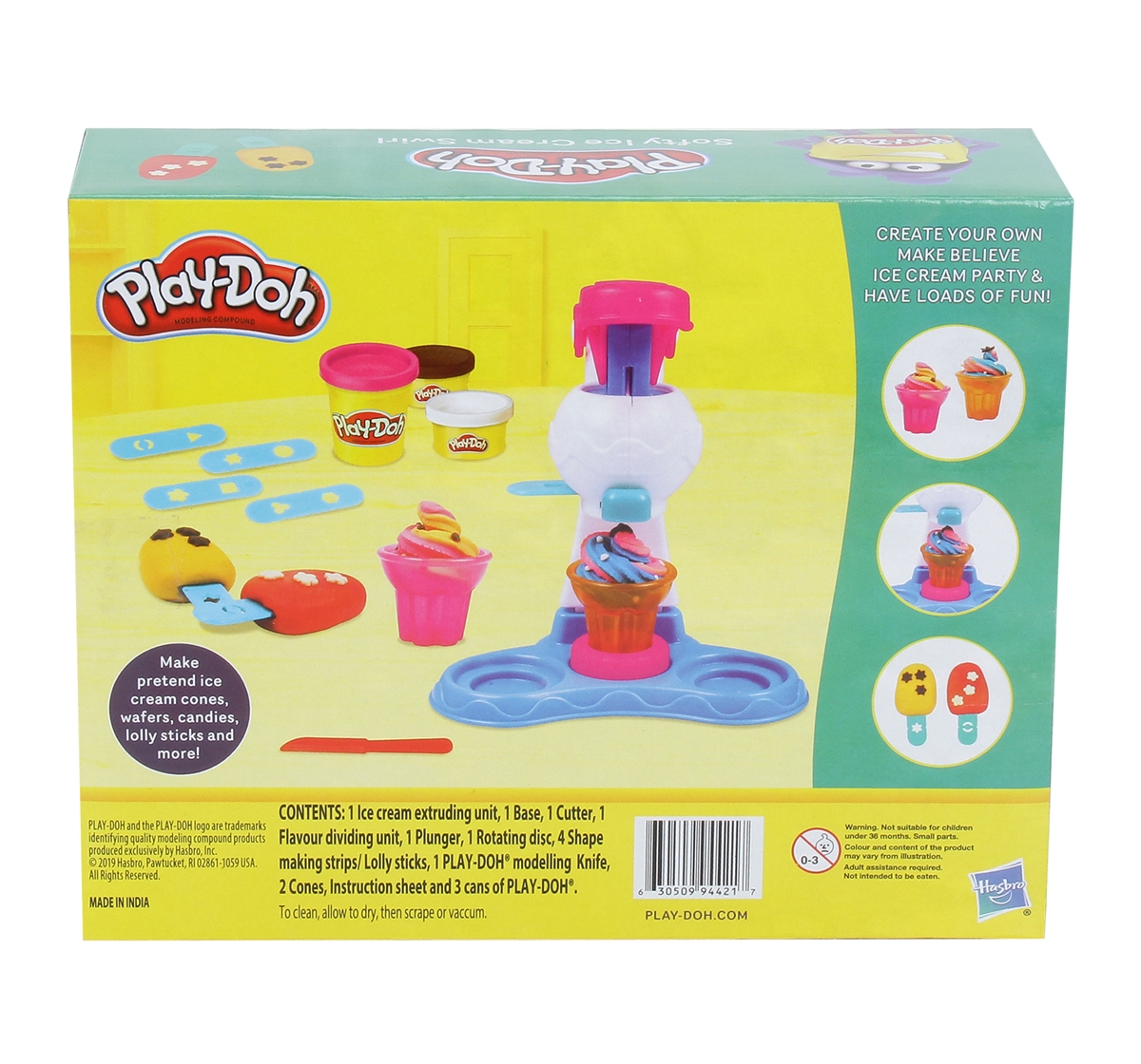 Play-Doh | Play Doh Softy Ice Cream Swirl Playset for Kids 3Y+, Multicolour 5