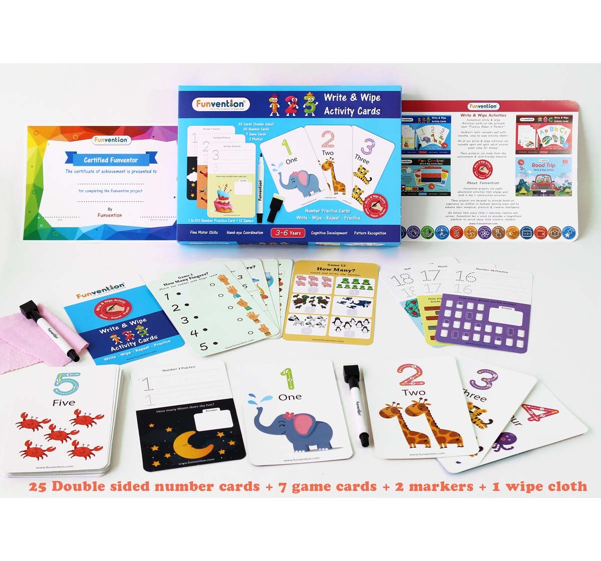 Funvention Write & Wipe Activity - 123 Numbers Science Kits for Kids Age 3Y+