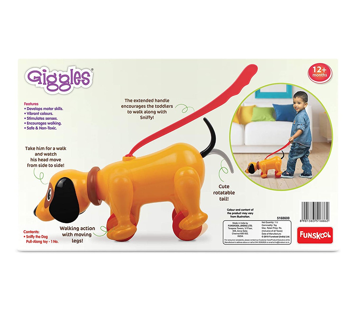 Giggles Sniffy The Dog Plastic Multicolour 18M+