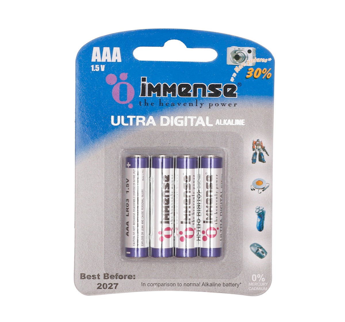 Immense AAA Ultra Digital Alkaline battery Pack of 4, 3Y+